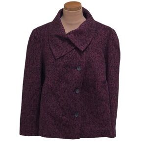 MICHAEL Michael Kor Jacket Size Large Pink Black Tweed Wool Blend